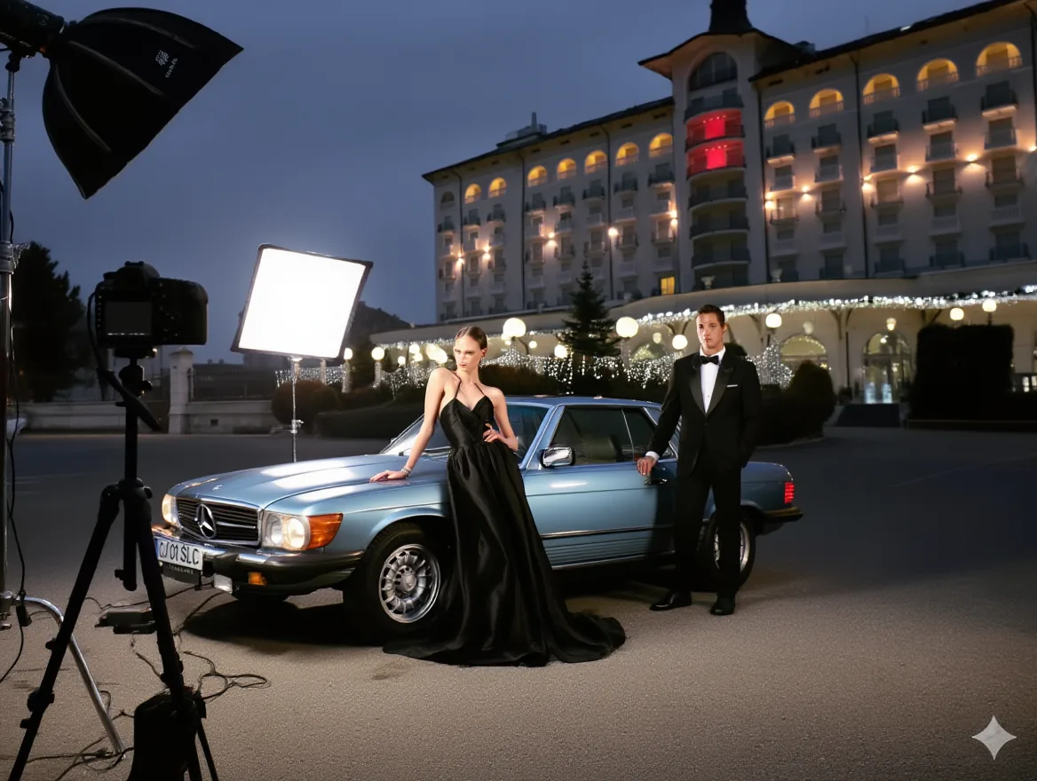 Mașină de epocă Mercedes pentru producție video în Cluj
